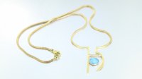 Collier GOLD geschmiedeter Mittelteil Opal Schlangenkette